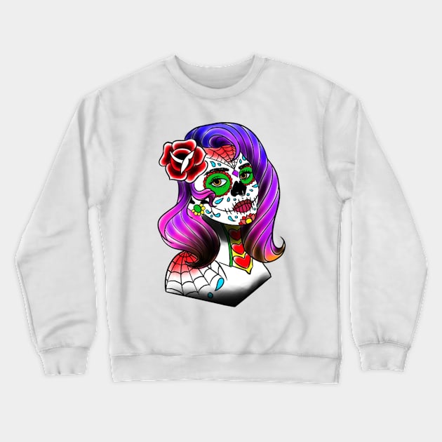 Sugar Skull Woman Crewneck Sweatshirt by lexcutler97